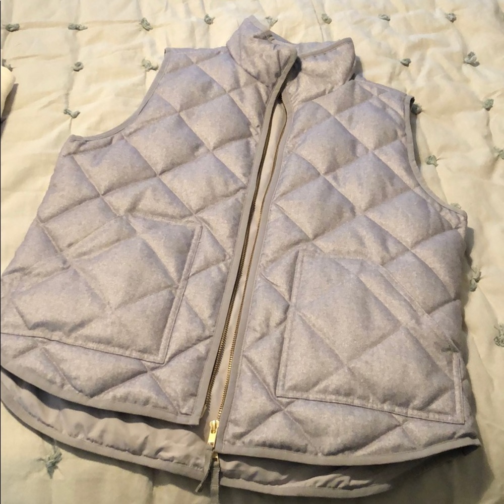 JCrew Puffer Vest, Light Gray Herringbone